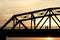 Silhouette steel bridge in evening
