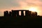 Silhouette of Stonehenge at sunset