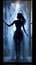 Silhouette of a stunning woman showering. Generative AI