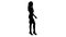 Silhouette Stylish businesswoman walking on meeting and calling to client.