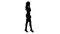 Silhouette Stylish businesswoman walking on meeting and calling to client.