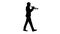 Silhouette Stylish jazz man walking and playing the trumpet.