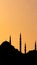 Silhouette of Suleymaniye Mosque at sunset. Islamic concept image.