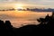 Silhouette of Sunrise and mist with mountain at Huai Nam Dang National Park in Chiang Mai and Mae Hong Son, Thailand