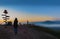 Silhouette sunrise the viewpoint at the mountain in the Phu Pa por at Loei province, Thailand fuji mountain