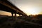 Silhouette sunset at friendship bridge Thailand - Myanmar