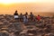 Silhouette of sunset and light flare at the mountain named Lan Hin Poom at Phu Hin Rong Kla National Park, Phitsanulok Province,