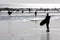 Silhouette of a surfer