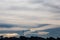 Silhouette of Suttro radio communications tower on hilltop at sunset