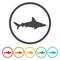 Silhouette, Swimming Shark icon set