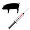 Silhouette of syringe and pig with swine flu vacci