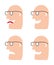 Silhouette of a talking man, character drawing icon. Four options, 4 emotions.