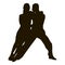 Silhouette of tango dance pair. Couple dancers