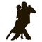 Silhouette of tango dance pair. Couple dancers