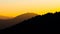 Silhouette of Tanvaldsky Spicak mountain at sunset time, Jizera Mountains, Czech Republic