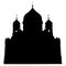 Silhouette temple of christ the savior in Moscow on a white background