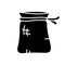 Silhouette Textile bag with ties for food. Outline icon for zero waste. Hand drawn illustration of rejection of plastic packaging