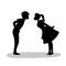 silhouette texture  a couple of young people kissing  Valentine\\\'s card