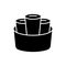 Silhouette of Thai Rolled Ice Cream. Outline icon of stir-fried ice cream. Black simple illustration of three dessert rolls in