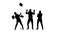 Silhouette Three guys throwing documents in the air and starting