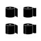 Silhouette Toilet paper. Outline icons set of toilet roll with and without perforation. Black simple illustration. Flat isolated