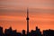 Silhouette of Toronto skyline predawn