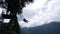 Silhouette of a tourist on a swing at Casa del Arbol