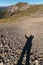 Silhouette of tourist waving in Southern Alps