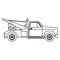 Silhouette of a tow truck, black and white tow truck logo, car symbol