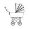 Silhouette traditional baby carriage with soft top