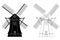 Silhouette of Traditional windmill Vector illustration