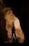 Silhouette of training alpinist in Luzit caves. Moshav Luzit, Ella Valley