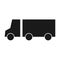 Silhouette transport truck icon flat vector illustration. Delivery van, service concept, Minimalistic sign isolated on