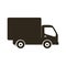 silhouette transport truck with wagon icon flat