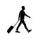 Silhouette travel of Man with trolley vector