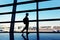 Silhouette of a traveler at the airport