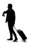 Silhouette of Traveling Businessman Upset at Delayed or Canceled Flight