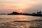 Silhouette of tree, The atmosphere during sunset at Koh Loi Sriracha,Chonburi,Thailand