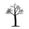 The silhouette of the tree is black without leaves. A lone tree with bare branches. Old tree.Vector