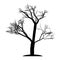 The silhouette of the tree is black without leaves. A lone tree with bare branches. Old tree.Vector