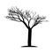 The silhouette of the tree is black without leaves. A lone tree with bare branches. Old tree.Vector