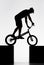 silhouette of trial cyclist balancing on two stands