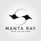Silhouette of Tropical Black Manta Ray Fish Sea Life logo design