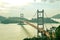 Silhouette Tsing Ma double-decked suspension bridge between Ma W