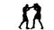 Silhouette of two boxers which are boxing. Slow motion