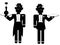 Silhouette of two butlers.