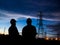 Silhouette of two engineers