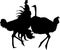 Silhouette of two fighting ostriches