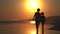 Silhouette of two kids walking on beach