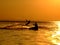 Silhouette of a two kitesurf